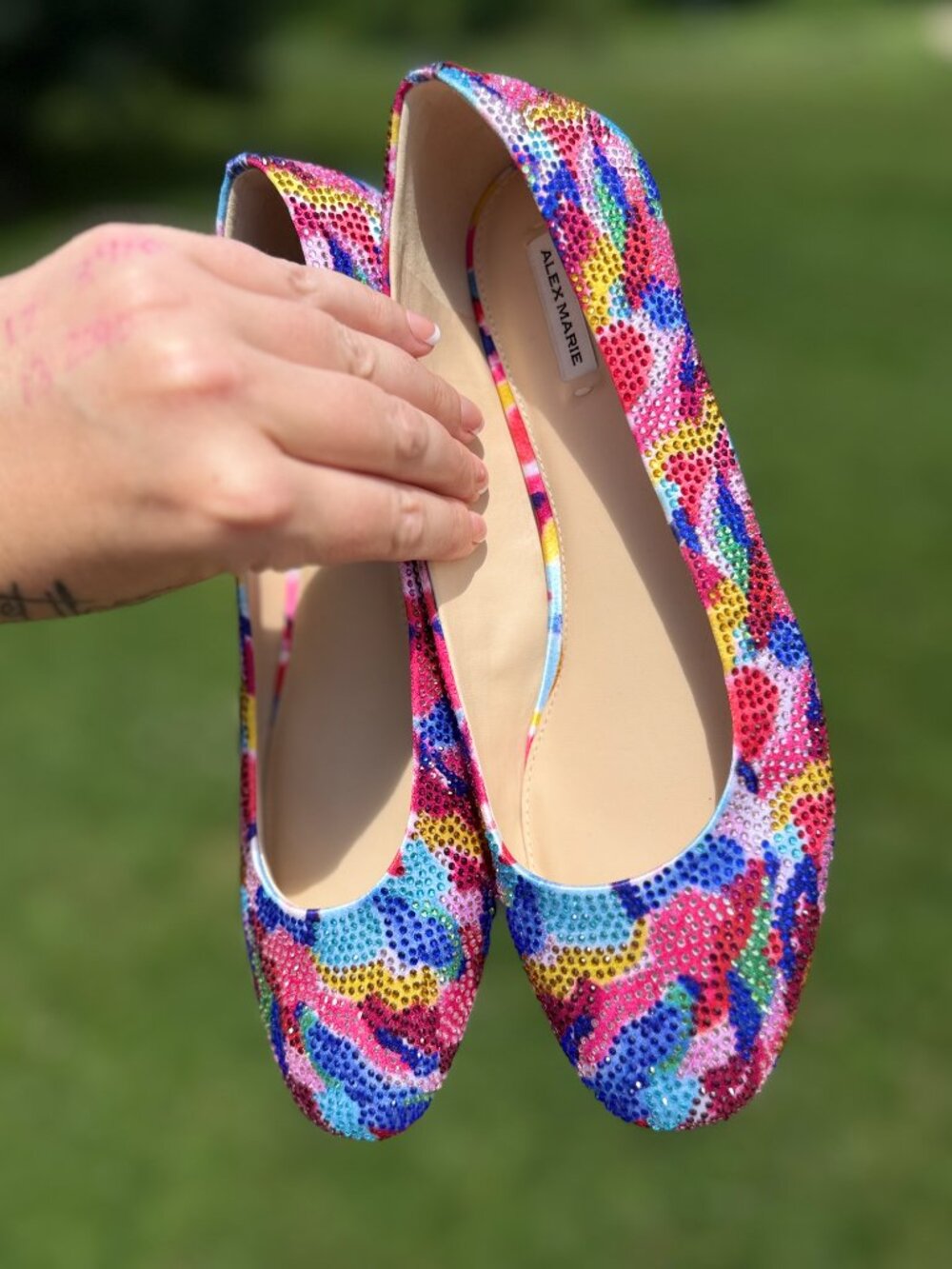 Alex Marie Rhinestone Ballet Flats 8M Rainbow Y2K Coquette Glam Chic 3802 - Picture 5 of 8